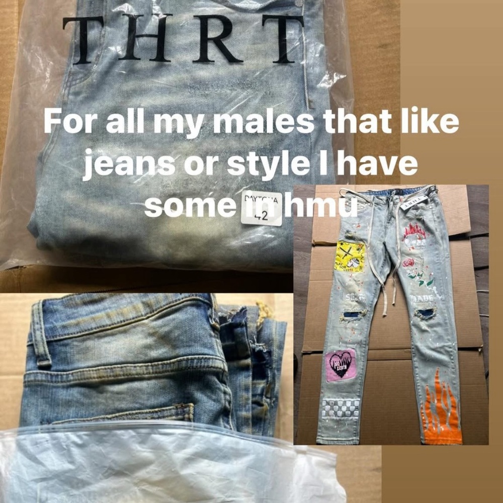 THRT Men's Artistic Skinny Jeans - Blue